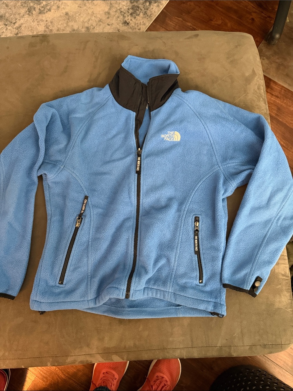 The North Face Light Blue Fleece Jacket with Black Trim